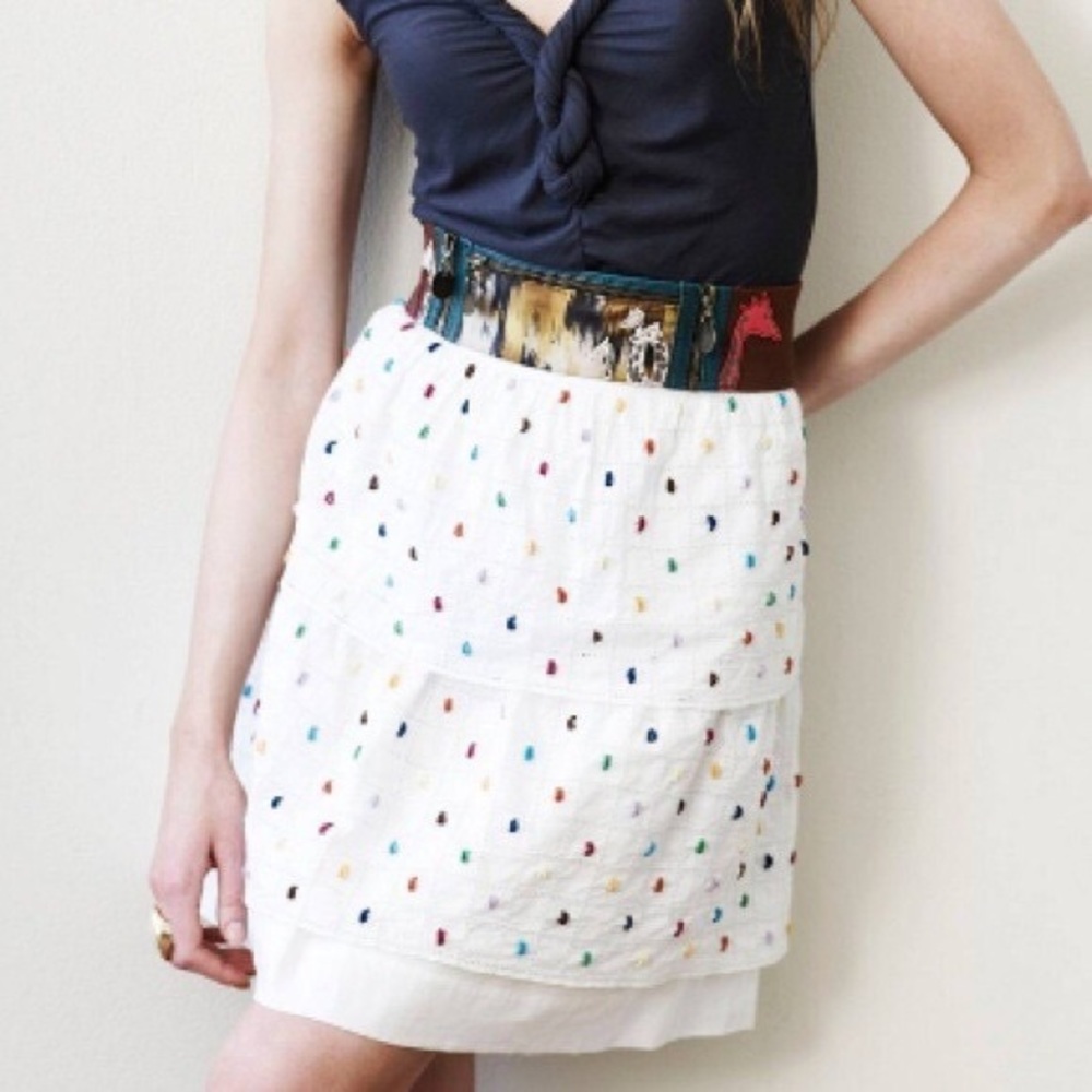 Anthropologie It's Your Move floreat skirt rainbow polka dot speckled 0